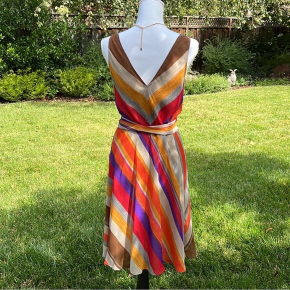 Ralph Lauren Colorful Striped Wrap Midi Dress - Picture 2 of 7